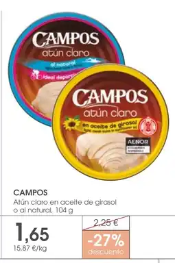 Supermercados Plaza CAMPOS Atún claro en aceite de girasol o al natural oferta