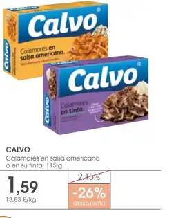 Supermercados Plaza CALVO Calamares en salsa americana o en su tinta oferta