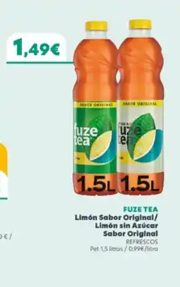Supermercados Plaza FUZE TEA Limón Sabor Original/ Limón sin Azúcar Sabor Original oferta