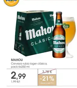 Supermercados Plaza MAHOU Cerveza rubia lager clásica oferta