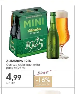 Supermercados Plaza ALHAMBRA 1925 Cerveza rubia lager extra oferta