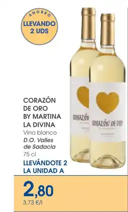 Supermercados Plaza CORAZÓN DE ORO BY MARTINA LA DIVINA Vino blanco D.O. Valles de Sadacia oferta