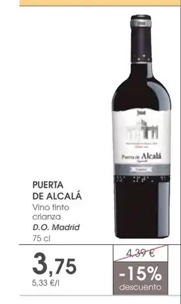 Supermercados Plaza PUERTA DE ALCALÁ Vino tinto crianza D.O. Madrid oferta