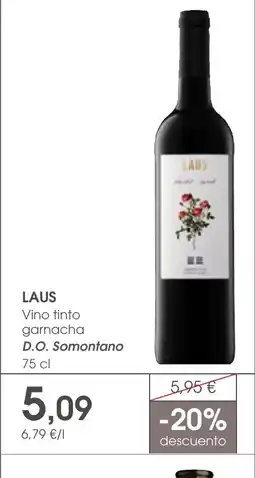 Supermercados Plaza LAUS Vino tinto garnacha D.O. Somontano oferta