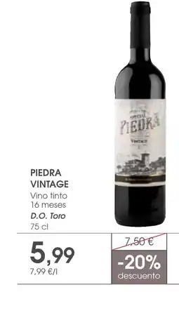 Supermercados Plaza PIEDRA VINTAGE Vino tinto 16 meses D.O. Toro oferta