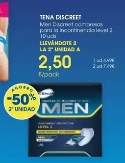 Supermercados Plaza TENA DISCREET Men Discreet compresas para la incontinencia level oferta