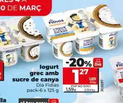Dia DIA FIDIAS Iogurt grec amb sucre de canya oferta