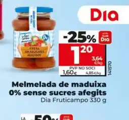 Dia FRUTICAMPO Melmelada de maduixa 0% sense sucres afegits oferta