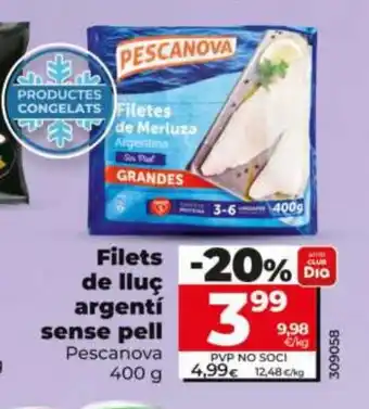 Dia PESCANOVA Filets de lluç argentí sense pell oferta