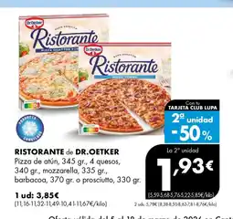 Supermercados Lupa RISTORANTE de DR. OETKER Pizza de atún oferta