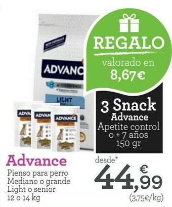TiendAnimal Advance pienso para perro mediano o grande light o senior oferta