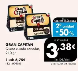 Supermercados Lupa GRAN CAPITÁN Queso curado cortadas oferta