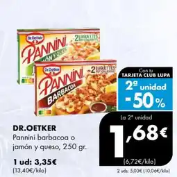 Supermercados Lupa DR.OETKER Pannini barbacoa o jamón y queso oferta