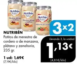 Supermercados Lupa NUTRIBÉN Potitos de menestra de cordero o de manzana, plátano y zanahoria oferta