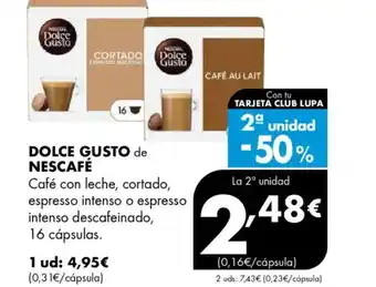 DOLCE GUSTO de NESCAFÉ Café con leche, cortado, espresso intenso o espresso intenso descafeinado, 16 cápsulas.