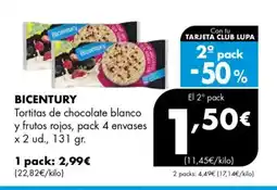 Supermercados Lupa BICENTURY Tortitas de chocolate blanco y frutos rojos oferta