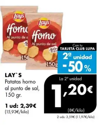 Supermercados Lupa LAY'S Patatas horno al punto de sal oferta