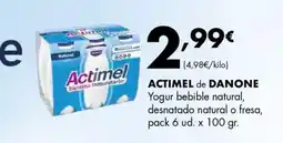 Supermercados Lupa ACTIMEL de DANONE Yogur bebible natural, desnatado natural o fresa oferta