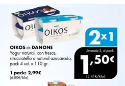 Supermercados Lupa OIKOS de DANONE Yogur natural, con fresas, stracciatella o natural azucarado oferta