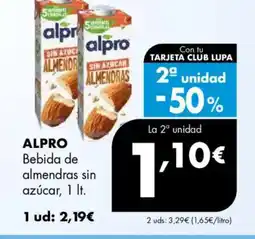 Supermercados Lupa ALPRO Bebida de almendras sin azúcar oferta