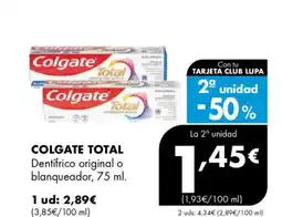 Supermercados Lupa COLGATE TOTAL Dentifrico original o blanqueador oferta