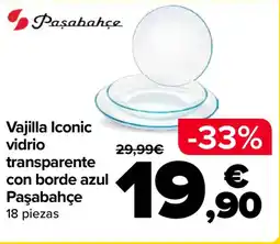 Carrefour PASABAHCE Vajilla Iconic vidrio transparente con borde azul P oferta