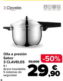 Carrefour 3 CLAVELES Olla a presión Sabor oferta