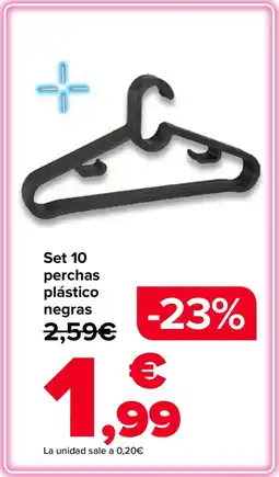 Carrefour Set 10 perchas plástico negras oferta