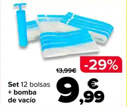 Carrefour Set 12 bolsas + bomba de vacío oferta