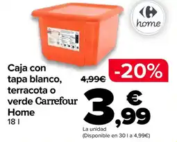 Carrefour Caja con tapa blanco, terracota o verde Carrefour Home oferta