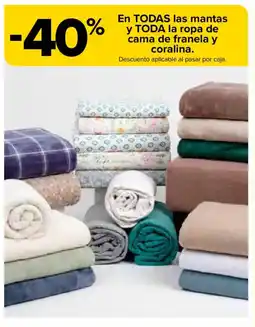 Carrefour En todas las mantas y toda la ropa de cama de franela y coralina. oferta