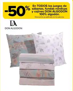 Carrefour DON ALGODÓN En todos los juegos de sábanas, fundas nordicas y cojines 100% algodón. oferta