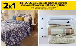 Carrefour En todos los juegos de sábanas y fundas nórdicas estampadas bio, fancy y urban. oferta
