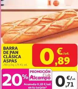 Alcampo Barra de pan clasica aspas oferta