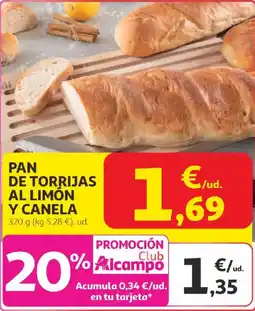 Alcampo Pan de torrijas al limon y canela oferta