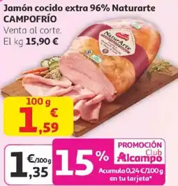 Alcampo CAMPOFRÍO Jamón cocido extra 96% Naturarte oferta