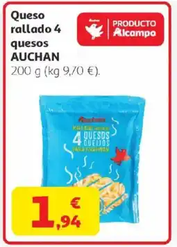 Alcampo AUCHAN Queso rallado 4 quesos oferta
