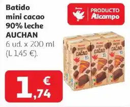 Alcampo AUCHAN Batido mini cacao 90% leche oferta