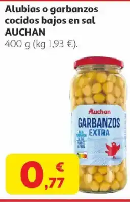 Alcampo AUCHAN Alubias o garbanzos cocidos bajos en sal oferta