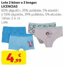 Alcampo LICENCIAS Lote 2 bóxer o 2 bragas oferta