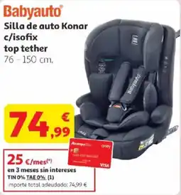 Alcampo BABYAUTO Silla de auto Konar c/isofix top tether oferta