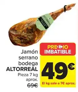 Carrefour Altorreal - jamón serrano bodega oferta