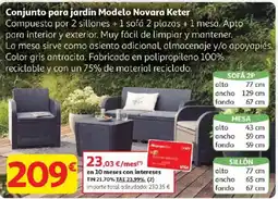 Alcampo KETER Conjunto para jardín Modelo Novara oferta
