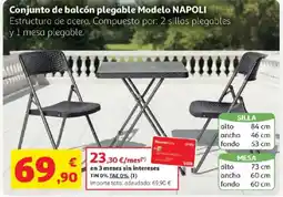 Alcampo NAPOLI Conjunto de balcón plegable Modelo oferta