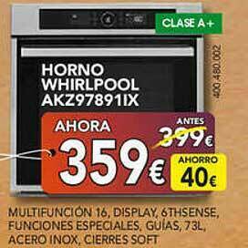 Horno WHIRLPOOL acero inoxidable AKZ97891IX 73 litros | Hornos | Al