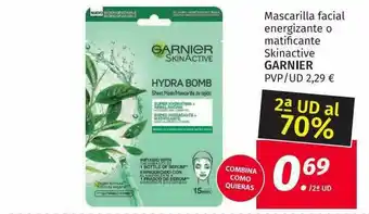 Maskom Supermercados 2a Ud Al 70% Mascarilla Facial Energizante O Matificante Skinactive Garnier oferta
