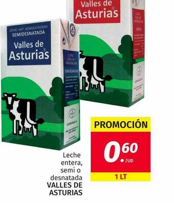 Maskom Supermercados Leche Entera Semi O Desnatada Valles De Asturias oferta