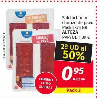 Maskom Supermercados 2a Ud Al 50% Salchichón O Chorizo De Pavo Alteza oferta