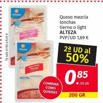 Maskom Supermercados 2a Ud Al 50% Queso Mezcla Lonchas Tierno O Light Alteza oferta