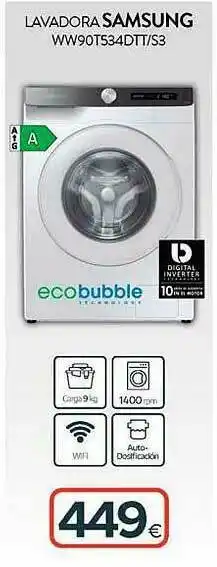 Tien 21 Lavadora Samsung Ww90t534dtt S3 oferta
